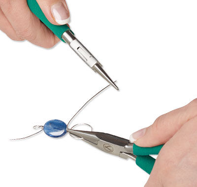 Pliers wrapping wire around a bead